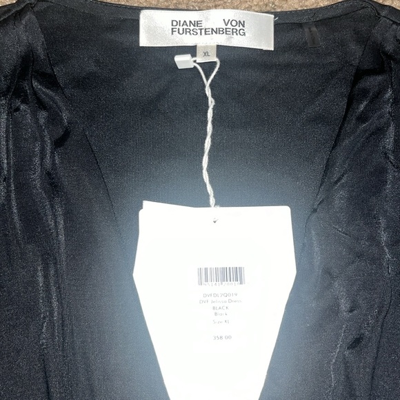 Diane Von Furstenberg DVF Jelissa Jersey Ruched Button Front LBD Dress Black XL - Picture 10 of 14